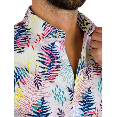 GIOVANNI PERA Koszula męska GP377 kolorowa, paprocie, liście | Sklep GriShop.eu | Koszule