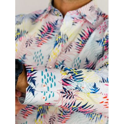 GIOVANNI PERA Koszula męska GP377 kolorowa, paprocie, liście | Sklep GriShop.eu | Koszule
