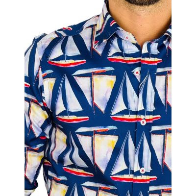 GIOVANNI PERA Koszula męska GP378 granatowa, żaglówki | Sklep GriShop.eu | Koszule