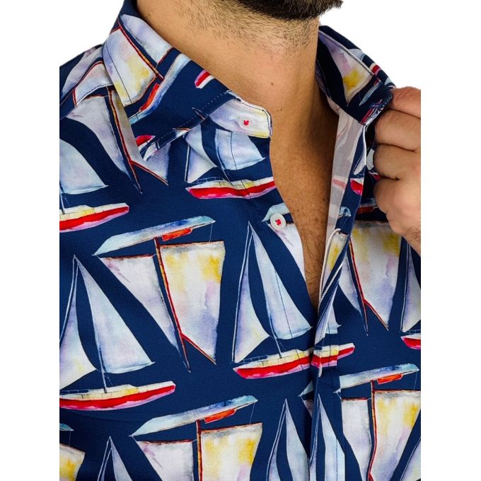 GIOVANNI PERA Koszula męska GP378 granatowa, żaglówki | Sklep GriShop.eu | Koszule