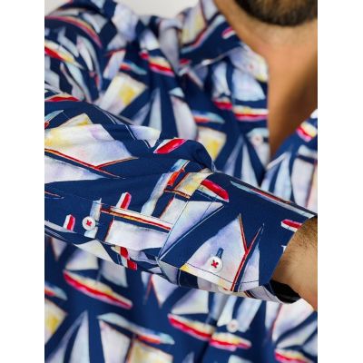 GIOVANNI PERA Koszula męska GP378 granatowa, żaglówki | Sklep GriShop.eu | Koszule