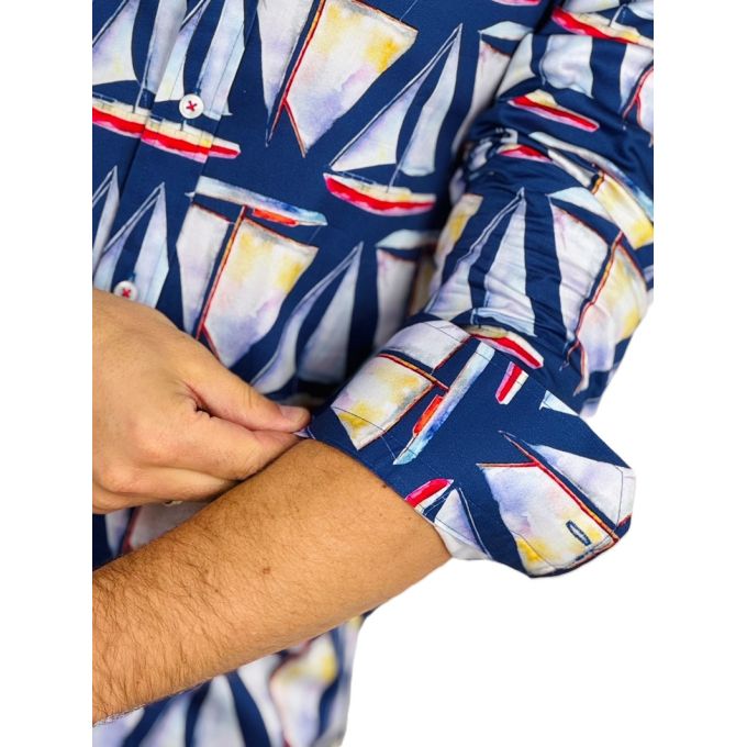 GIOVANNI PERA Koszula męska GP378 granatowa, żaglówki | Sklep GriShop.eu | Koszule