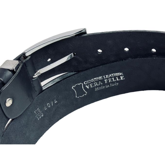 JCL Pasek męski skóra czarny J02 zdobiony, możliwość skracania, klasyczna, srebrna klamra | Sklep GriShop.eu | Strona główna