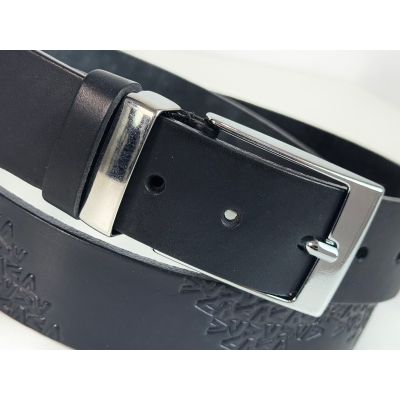 JCL Pasek męski skóra czarny J13 możliwość skracania, klasyczna, srebrna klamra | Sklep GriShop.eu | Strona główna