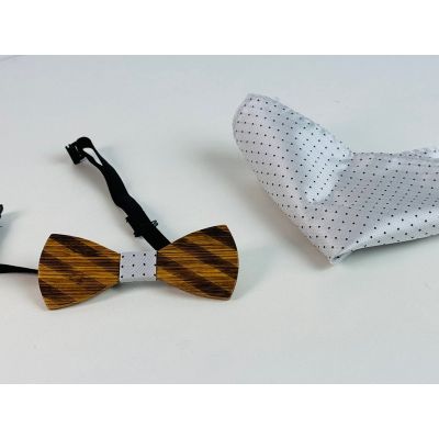 MASSILIANO SERGIO zestaw MS3 elegancka mucha muszka drewniana + poszetka | Sklep GriShop.eu | Muszki