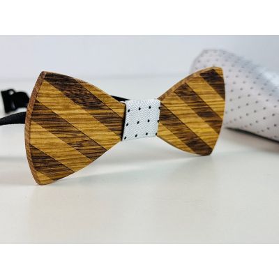 MASSILIANO SERGIO zestaw MS3 elegancka mucha muszka drewniana + poszetka | Sklep GriShop.eu | Muszki