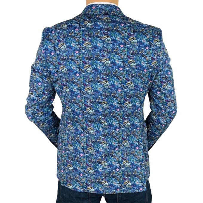 MARCO MILANO Marynarka męska C22 niebieska, paisley, drobny wzór, casual, kwiaty | Sklep GriShop.eu | Marynarki