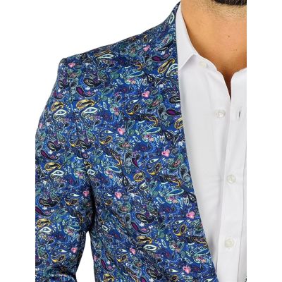 MARCO MILANO Marynarka męska C22 niebieska, paisley, drobny wzór, casual, kwiaty | Sklep GriShop.eu | Marynarki