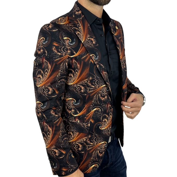 MARCO MILANO Marynarka męska C24 czarna, złota, elegancka, glamour, imprezowa | Sklep GriShop.eu | Marynarki