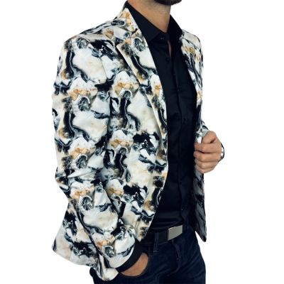 MARCO MILANO Marynarka męska C26 biała, marmurowy dym, elegancka, casual | Sklep GriShop.eu | Marynarki