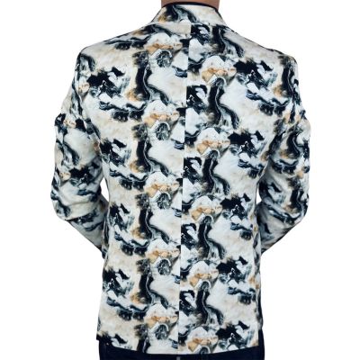 MARCO MILANO Marynarka męska C26 biała, marmurowy dym, elegancka, casual | Sklep GriShop.eu | Marynarki