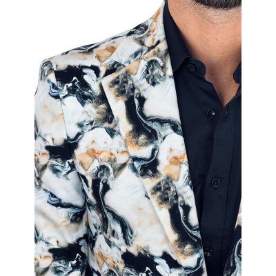 MARCO MILANO Marynarka męska C26 biała, marmurowy dym, elegancka, casual | Sklep GriShop.eu | Marynarki