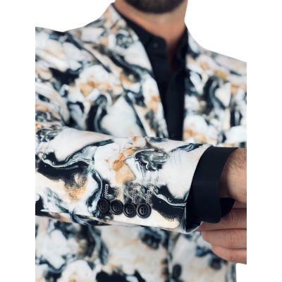 MARCO MILANO Marynarka męska C26 biała, marmurowy dym, elegancka, casual | Sklep GriShop.eu | Marynarki