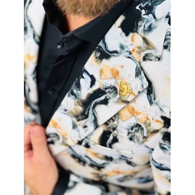 MARCO MILANO Marynarka męska C26 biała, marmurowy dym, elegancka, casual | Sklep GriShop.eu | Marynarki