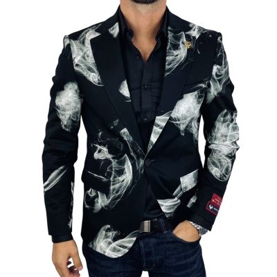 MARCO MILANO Marynarka męska C27 czarna, elegancka, biały dym | Sklep GriShop.eu | Marynarki