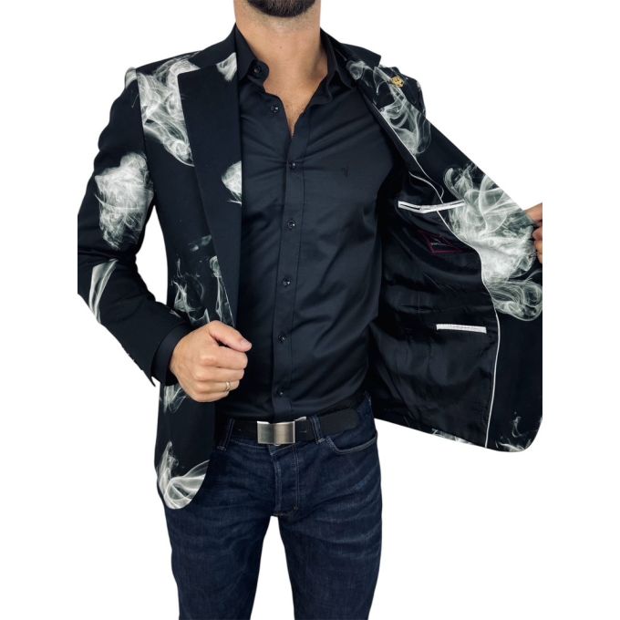 MARCO MILANO Marynarka męska C27 czarna, elegancka, biały dym | Sklep GriShop.eu | Marynarki