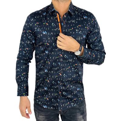 DANIEL BESSI Koszula męska fb111 granatowa w kolorowe bańki mydlane | Sklep GriShop.eu | Koszule