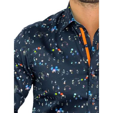 DANIEL BESSI Koszula męska fb111 granatowa w kolorowe bańki mydlane | Sklep GriShop.eu | Koszule 2