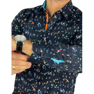 DANIEL BESSI Koszula męska fb111 granatowa w kolorowe bańki mydlane | Sklep GriShop.eu | Koszule