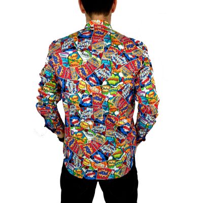 DANIEL BESSI Koszula męska fb122 komiks, BOOM, BANG, kolorowa, bombowa | Sklep GriShop.eu | Koszule