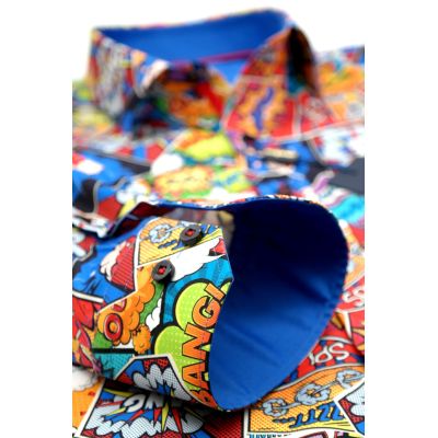 DANIEL BESSI Koszula męska fb122 komiks, BOOM, BANG, kolorowa, bombowa | Sklep GriShop.eu | Koszule