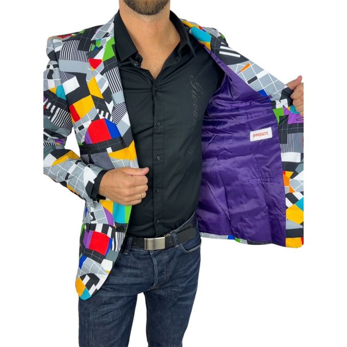 OPPOSUITS Marynarka męska kolorowa, telewizyjny wzór, TV, casual, zakończenie programu | Sklep GriShop.eu | Marynarki