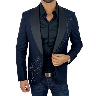MARCO MILANO Marynarka męska ozdobna GM1 granatowa, elegancka | Sklep GriShop.eu | Marynarki