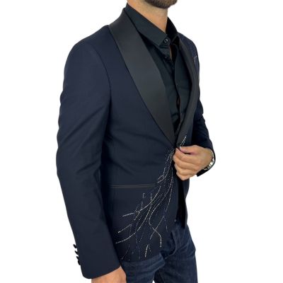MARCO MILANO Marynarka męska ozdobna GM1 granatowa, elegancka | Sklep GriShop.eu | Marynarki