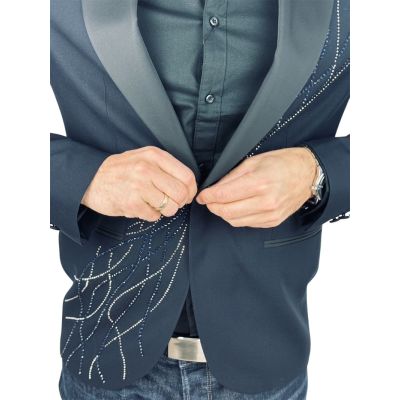 MARCO MILANO Marynarka męska ozdobna GM1 granatowa, elegancka | Sklep GriShop.eu | Marynarki