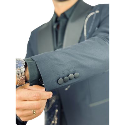 MARCO MILANO Marynarka męska ozdobna GM1 granatowa, elegancka | Sklep GriShop.eu | Marynarki