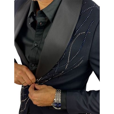 MARCO MILANO Marynarka męska ozdobna GM1 granatowa, elegancka | Sklep GriShop.eu | Marynarki