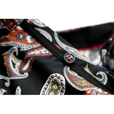 DANIEL BESSI Koszula męska fb543 paisley kwiaty czarna czerwona | Sklep GriShop.eu | Koszule