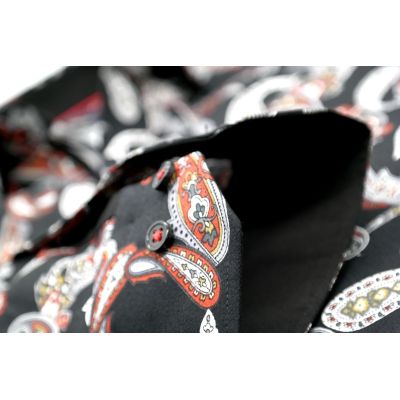 DANIEL BESSI Koszula męska fb543 paisley kwiaty czarna czerwona | Sklep GriShop.eu | Koszule