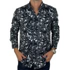 DANIEL BESSI Koszula męska fb140 szary, biały, czarny, maziaje, efekt jedwabiu | Sklep GriShop.eu | Koszule