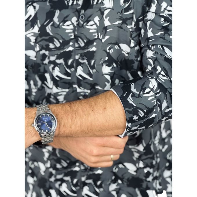 DANIEL BESSI Koszula męska fb140 szary, biały, czarny, maziaje, efekt jedwabiu | Sklep GriShop.eu | Koszule