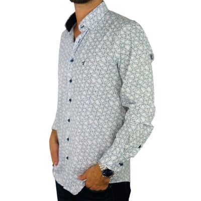 DANIEL BESSI Koszula męska fb134 czarny, biały, krata, efekt jedwabiu | Sklep GriShop.eu | Koszule