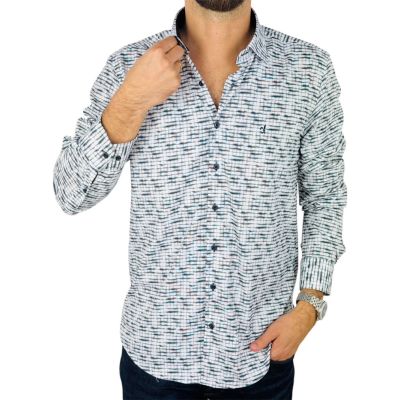 DANIEL BESSI Koszula męska fb135 czarny, biały, krata, efekt jedwabiu | Sklep GriShop.eu | Koszule