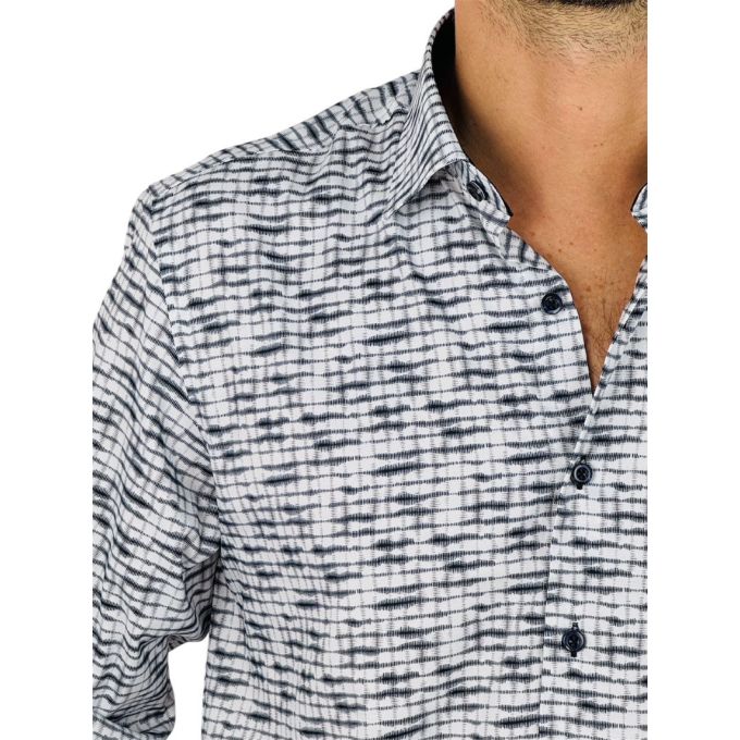 DANIEL BESSI Koszula męska fb134 czarny, biały, krata, efekt jedwabiu | Sklep GriShop.eu | Koszule