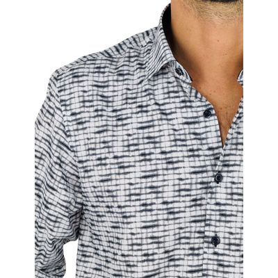 DANIEL BESSI Koszula męska fb134 czarny, biały, krata, efekt jedwabiu | Sklep GriShop.eu | Koszule