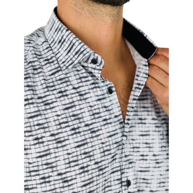 DANIEL BESSI Koszula męska fb134 czarny, biały, krata, efekt jedwabiu | Sklep GriShop.eu | Koszule