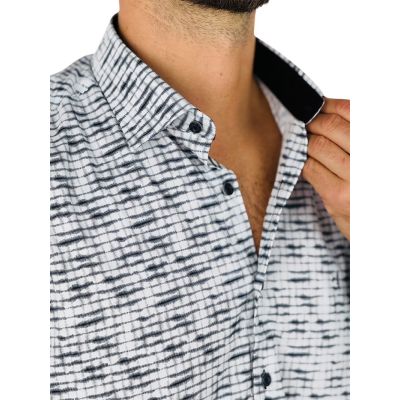 DANIEL BESSI Koszula męska fb134 czarny, biały, krata, efekt jedwabiu | Sklep GriShop.eu | Koszule