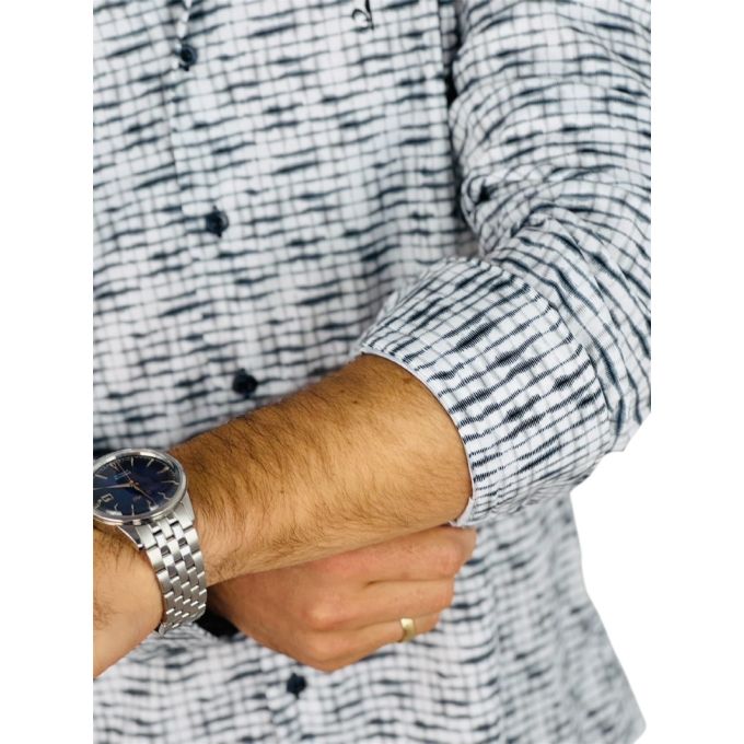 DANIEL BESSI Koszula męska fb134 czarny, biały, krata, efekt jedwabiu | Sklep GriShop.eu | Koszule