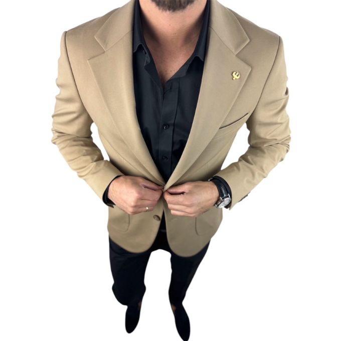 GIOVANNI PERA Marynarka MB09 beżowa, gładka, sportowa, elastyczna, na co dzień i nie tylko | Sklep GriShop.eu | Marynarki