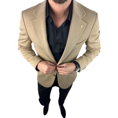 GIOVANNI PERA Marynarka MB09 beżowa, gładka, sportowa, elastyczna, na co dzień i nie tylko | Sklep GriShop.eu | Marynarki