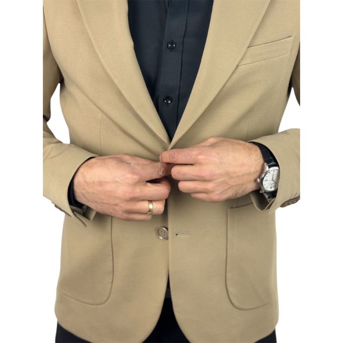 GIOVANNI PERA Marynarka MB09 beżowa, gładka, sportowa, elastyczna, na co dzień i nie tylko | Sklep GriShop.eu | Marynarki