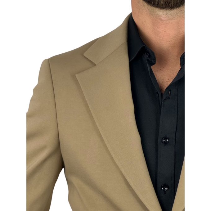 GIOVANNI PERA Marynarka MB09 beżowa, gładka, sportowa, elastyczna, na co dzień i nie tylko | Sklep GriShop.eu | Marynarki