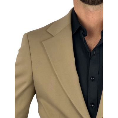 GIOVANNI PERA Marynarka MB09 beżowa, gładka, sportowa, elastyczna, na co dzień i nie tylko | Sklep GriShop.eu | Marynarki