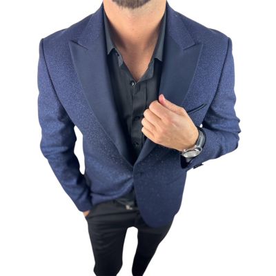 GIOVANNI PERA Marynarka MB07 granatowa - brokatowa, ekskluzywna, sceniczna, dla Pana Mlodego i nie tylko | Sklep GriShop.eu | Ga