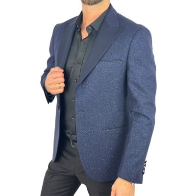 GIOVANNI PERA Marynarka MB07 granatowa - brokatowa, ekskluzywna, sceniczna, dla Pana Mlodego i nie tylko | Sklep GriShop.eu | Ga