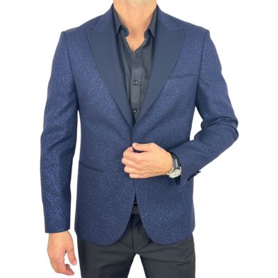 GIOVANNI PERA Marynarka MB07 granatowa - brokatowa, ekskluzywna, sceniczna, dla Pana Mlodego i nie tylko | Sklep GriShop.eu | Ga
